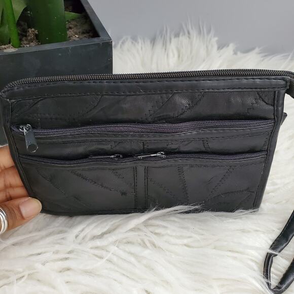 Vintage Black Patchwork Leather Clutch - Picture 3 of 5